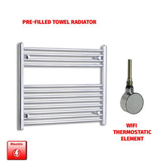 ER-Wifi Thermostatic 800 x 700 Flat Chrome Pre-Filled Electric Heated Towel Rail Radiator HTR