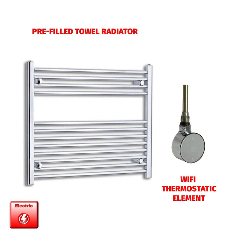 ER-Wifi Thermostatic 800 x 700 Flat Chrome Pre-Filled Electric Heated Towel Rail Radiator HTR