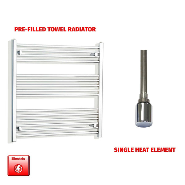 Single Heat Element 800 x 800 Flat Chrome Pre-Filled Electric Heated Towel Rail