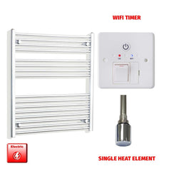 Single Heat Element + Wifi Timer 800 x 900 Flat Chrome Pre-Filled Electric Heated Towel Rail