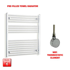ER-Wifi Thermostatic 800 x 900 Flat Chrome Pre-Filled Electric Heated Towel Rail