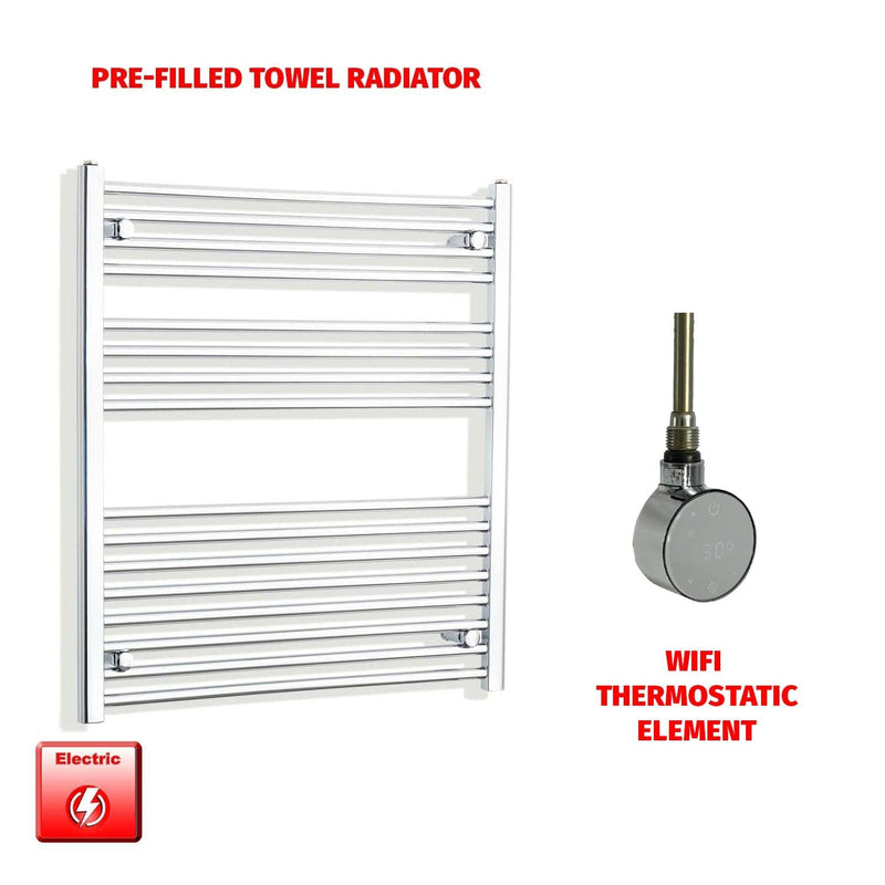 ER-Wifi Thermostatic 800 x 900 Flat Chrome Pre-Filled Electric Heated Towel Rail