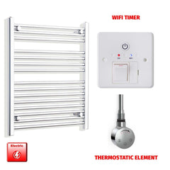 Thermostatic Element + Wifi Timer 800mm High 550mm Pre-Filled Electric Towel Rail Radiator