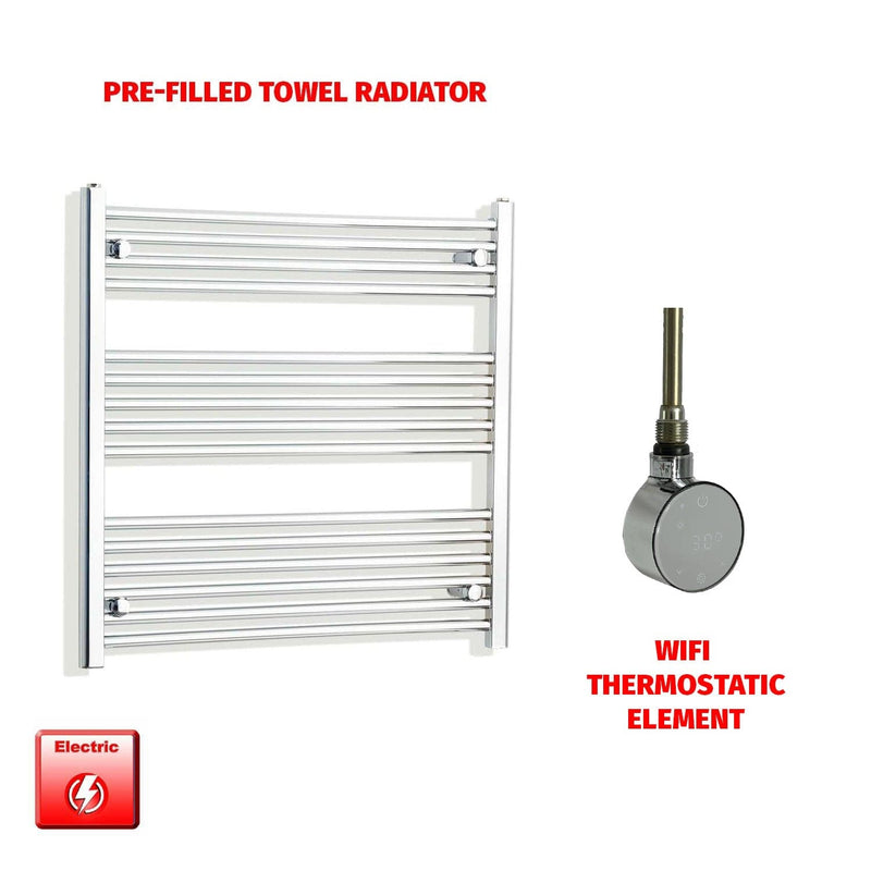 ER-Wifi Thermostatic 850 x 800 Flat Chrome Pre-Filled Electric Heated Towel Rail