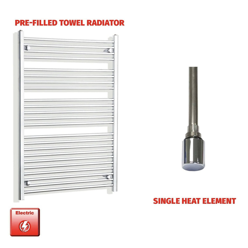 1200 x 800mm Chrome Electric Heated Towel Rail – Pre-Filled Straight Radiator