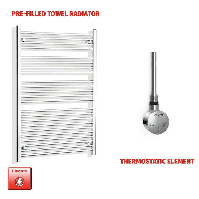 1200 x 800mm Chrome Electric Heated Towel Rail – Pre-Filled Straight Radiator