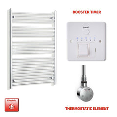 1200 x 800mm Chrome Electric Heated Towel Rail – Pre-Filled Straight Radiator