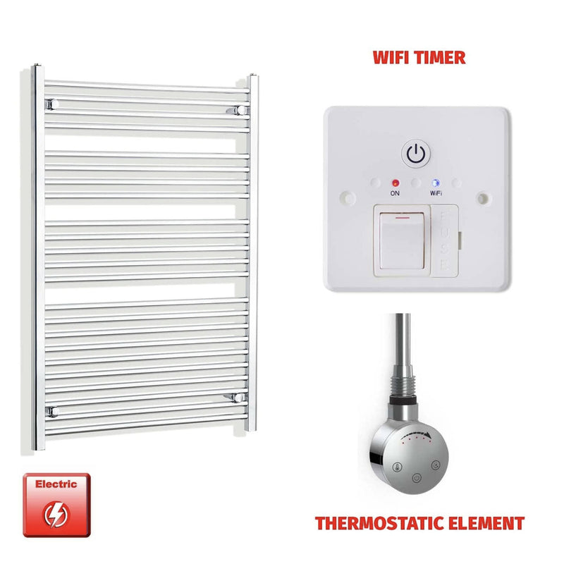 1200 x 800mm Chrome Electric Heated Towel Rail – Pre-Filled Straight Radiator