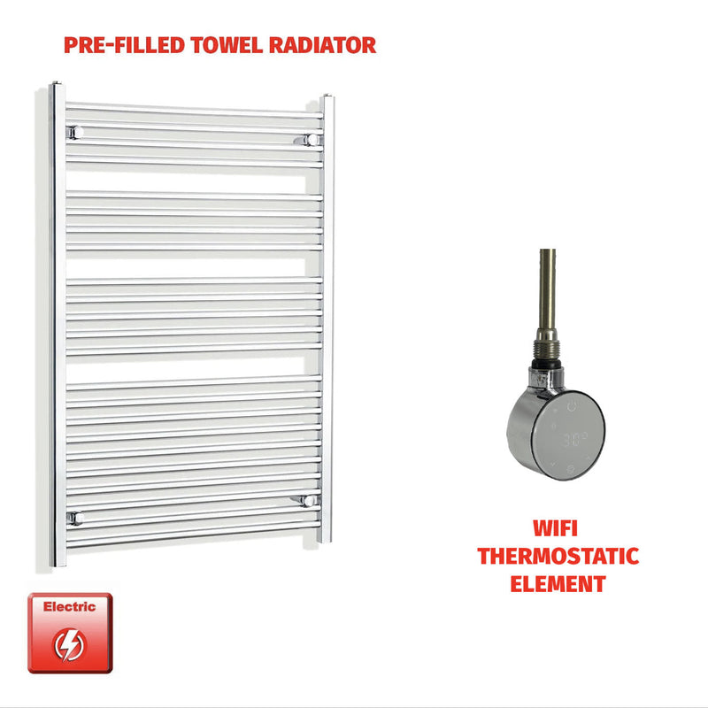 1200 x 800mm Chrome Electric Heated Towel Rail – Pre-Filled Straight Radiator