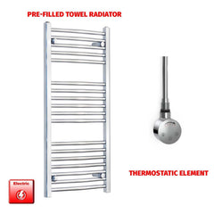 Clearance 1000 x 500 Chrome Electric Heated Towel Rail Pre-Filled
