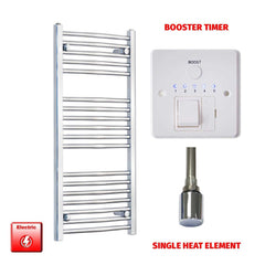 Clearance 1000 x 500 Chrome Electric Heated Towel Rail Pre-Filled