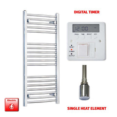 Clearance 1000 x 500 Chrome Electric Heated Towel Rail Pre-Filled