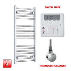 Clearance 1000 x 500 Chrome Electric Heated Towel Rail Pre-Filled