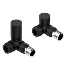 Corner Matt Black Towel Rail Radiator Valve in Pair