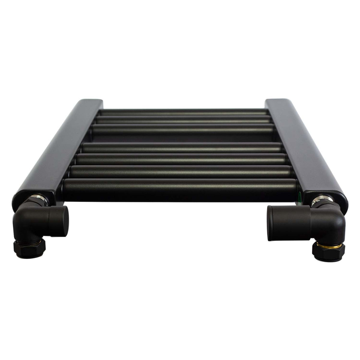 Corner Matt Black Towel Rail Radiator Valve in Pair