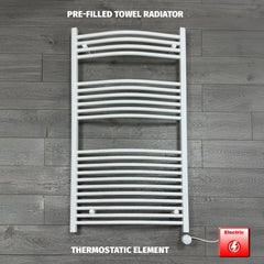 750 x 1300 Electric Heated Towel Rail White Pre-Filled Curved
