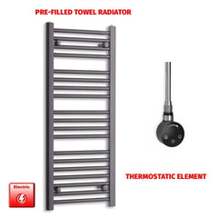Thermostatic Element Flat Black Pre-Filled Electric Heated Towel Rail 1000 x 400