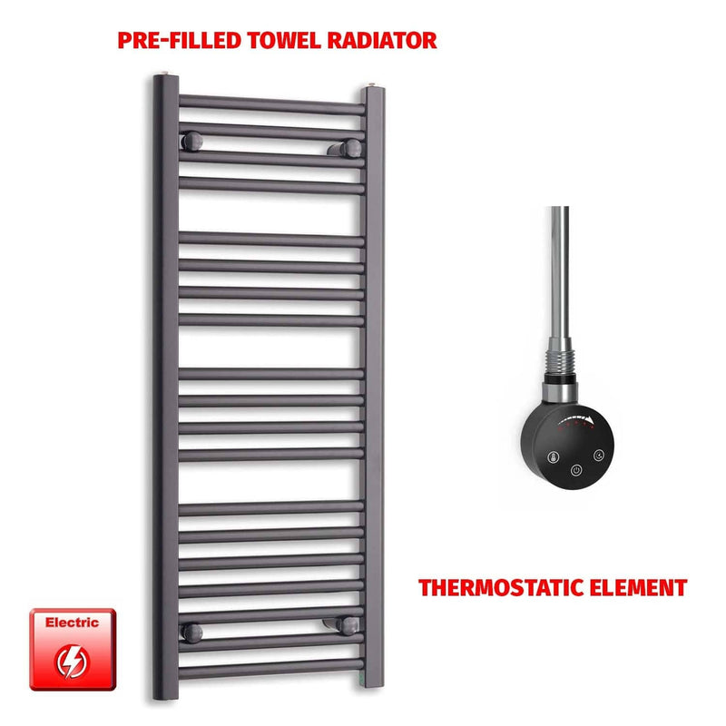 Thermostatic Element Flat Black Pre-Filled Electric Heated Towel Rail 1000 x 400
