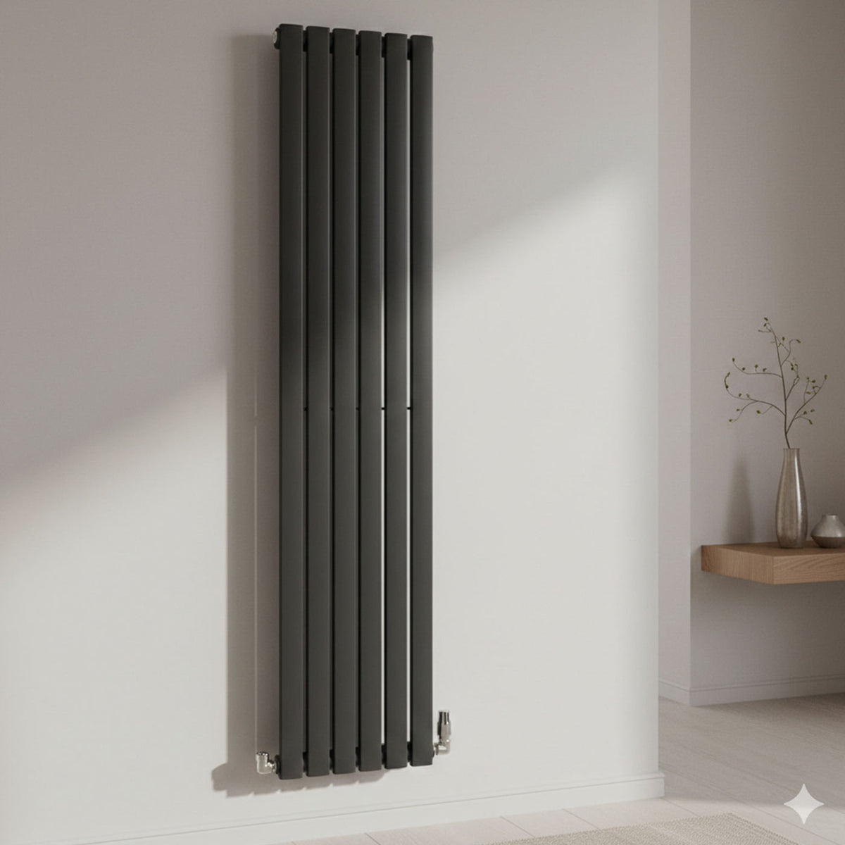 Flatty anthracite vertical column panel radiator