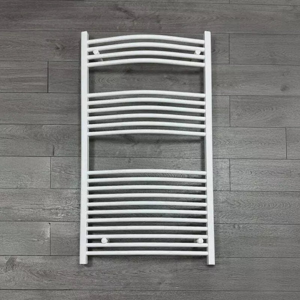 750 x 1300 Heated Towel Rail Curved White Central Heating