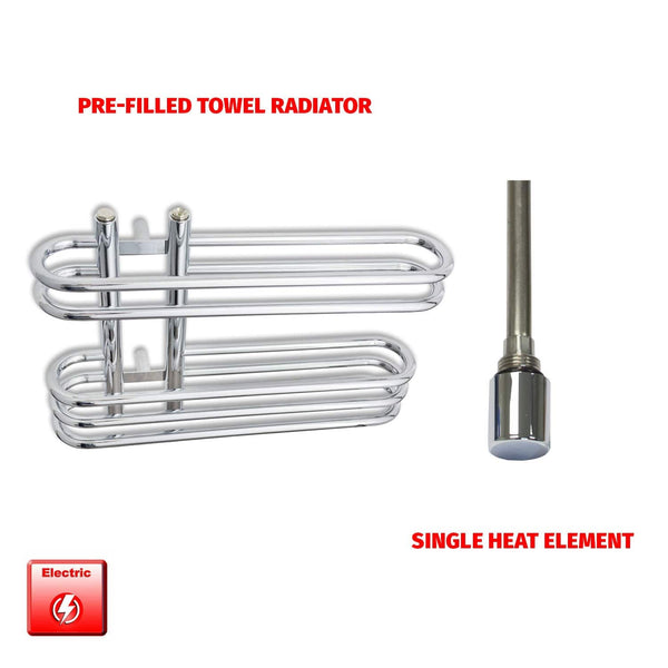 Single Heat Element Salina 600 x 400 Pre-Filled Electric Chrome Towel Radiator