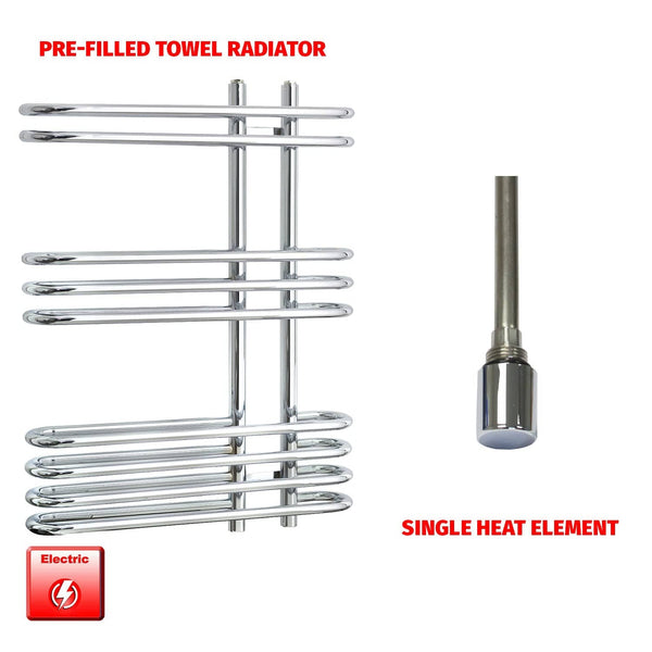 Single Heat Element Salina Designer Pre-Filled Electric Chrome Towel Radiator