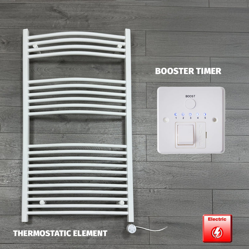 750 x 1300 Electric Heated Towel Rail White Pre-Filled Curved