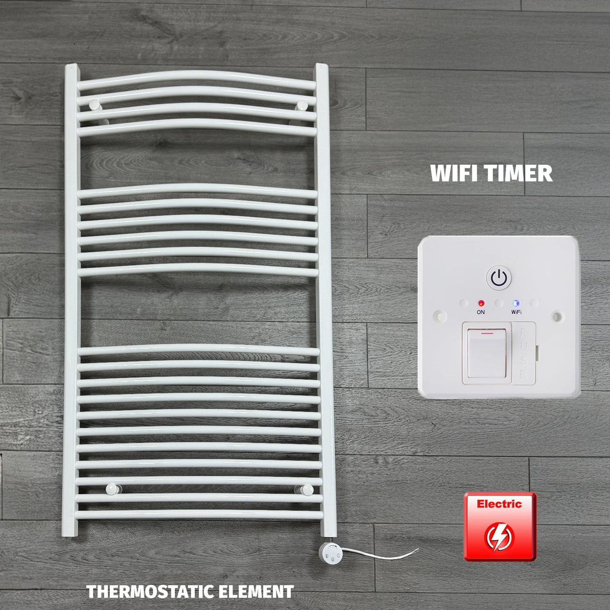 White Electric Heated Towel Rail 750 x 1300mm
