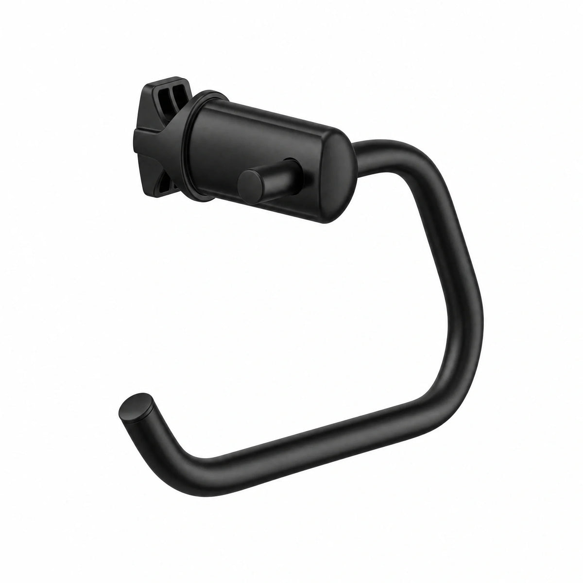 Black clamp-on toilet roll holder for towel radiator — LNEA-RLLHLDR-CLPON-BLK
