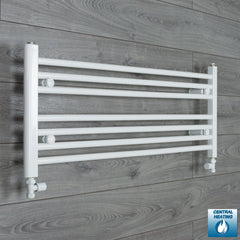 With Straight Valve 1000mm Wide 400mm High Flat White Heated Towel Rail Radiator