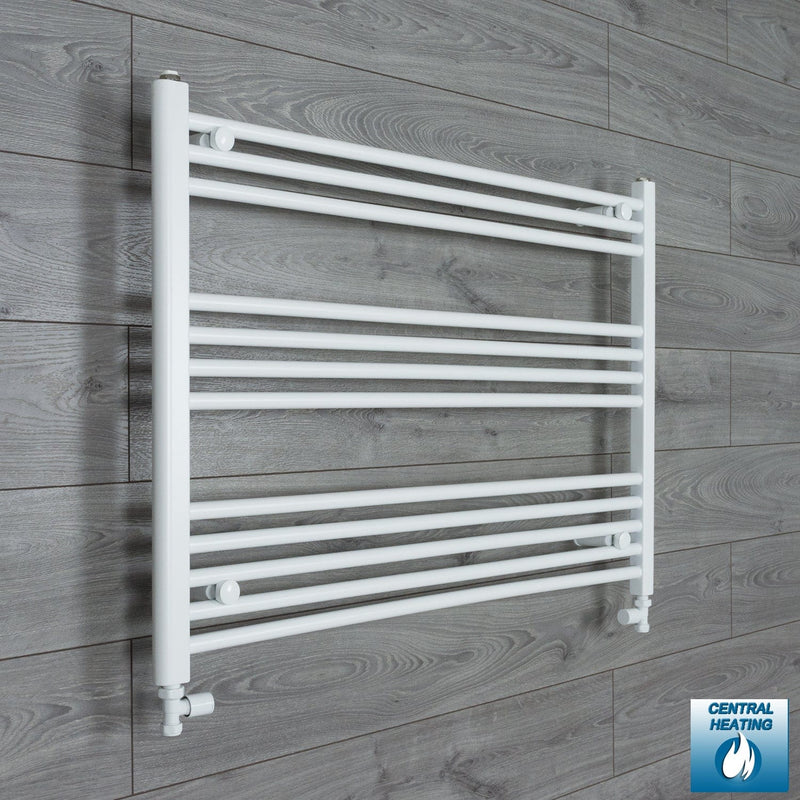 With Straight Valve 1000mm Wide 700mm High Flat White Heated Towel Rail Radiator