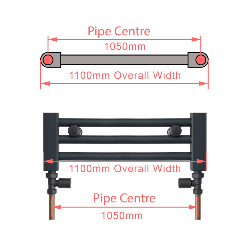 1100 x 1000mm Chrome Dual Fuel Flat Heated Towel Rail
