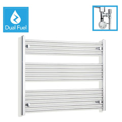 1200 x 800 Chrome Dual Fuel Flat Heated Towel Rail