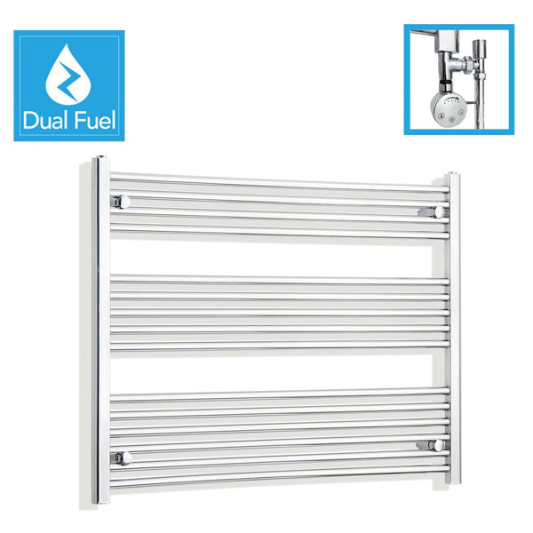 1200 x 800 Chrome Dual Fuel Flat Heated Towel Rail