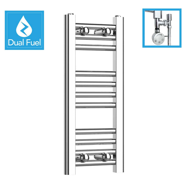 200 x 600 Chrome Dual Fuel Flat Heated Towel Rail