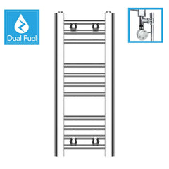 250 x 600 Chrome Dual Fuel Flat Heated Towel Rail