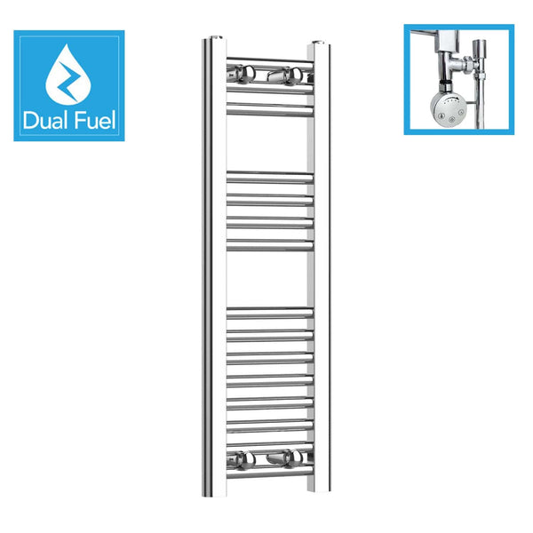 250 x 800 Chrome Dual Fuel Flat Heated Towel Rail