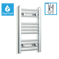 300 x 600 Chrome Dual Fuel Flat Heated Towel Rail