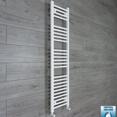 With Angled Valve 300mm Wide 1400mm High Flat White Towel Rail Radiator HTR