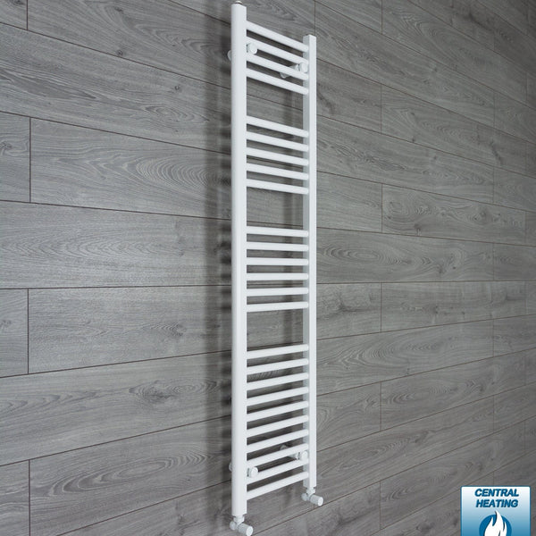 With Angled Valve 300mm Wide 1400mm High Flat White Towel Rail Radiator HTR