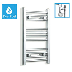 350 x 600 Chrome Dual Fuel Flat Heated Towel Rail