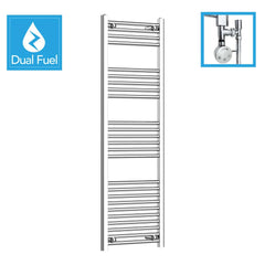 400 x 1400 Chrome Dual Fuel Flat Heated Towel Rail