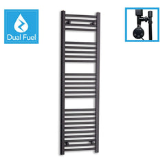 400 x 1400  Dual Fuel Flat Black Heated Towel Rail