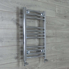 With Straight Valve 400mm Wide 600mm High Curved Chrome Heated Towel Rail