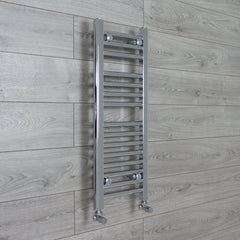 With Angled Valve 400mm Wide 800mm High Flat Chrome Heated Towel Radiator HTR