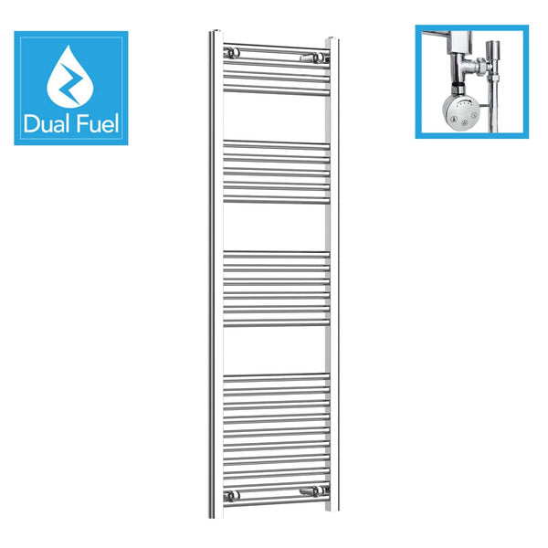 450 x 1400 Chrome Dual Fuel Flat Heated Towel Rail