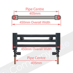 450mm Wide 1600mm High Flat Chrome Heated Towel Rail