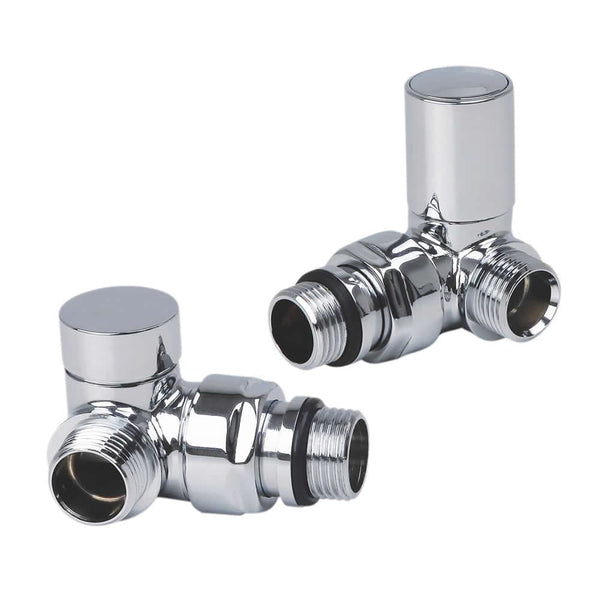 With Corner Valves 450mm Wide 1600mm High Flat Chrome Heated Towel Rail