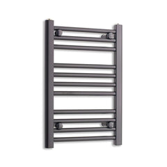 Without Valves 450mm Wide 600mm High Heated Towel Rail Flat Black