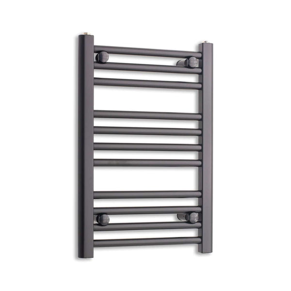 Without Valves 450mm Wide 600mm High Heated Towel Rail Flat Black